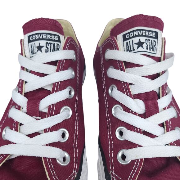Converse Shoes Womens 7 Red Burgundy Maroon White Low Tops Skater Preppy Grunge - Picture 4 of 12